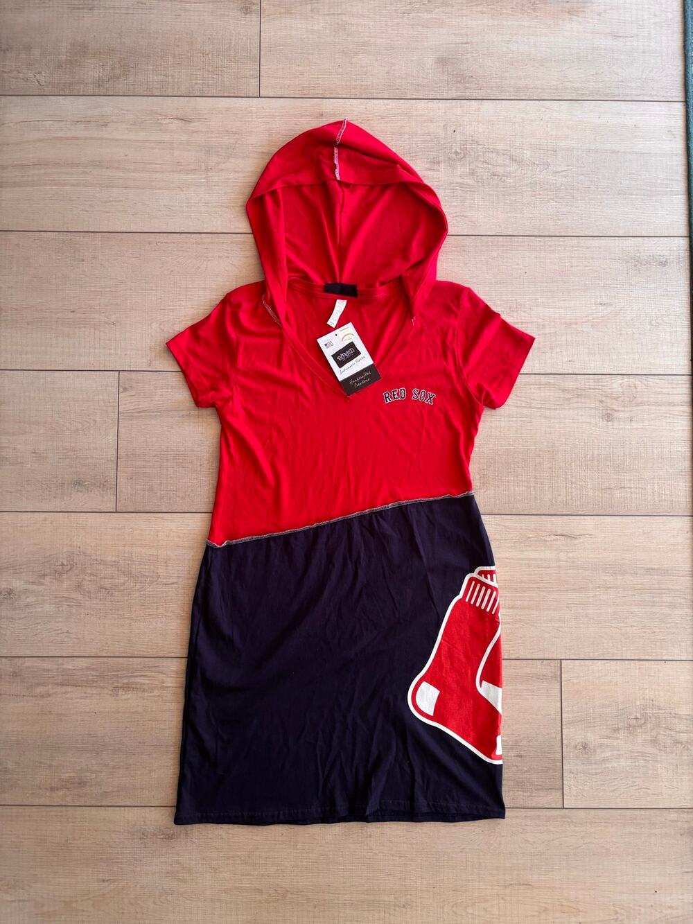 Refried Apparel Boston Red Sox Hooded Mini Dress | Upcycled MLB Sporty Chic